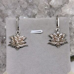 Sterling Silver Green Man Face Drop Earrings